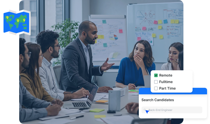 Equipe de trabalho colaborando em uma reunião em um escritório moderno